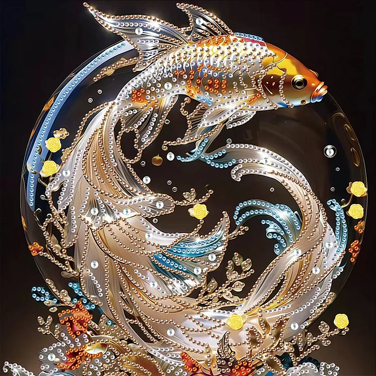 Leaping Goldfish 30*30cm (Canvas) Special Shaped Drill Diamond Painting gbfke