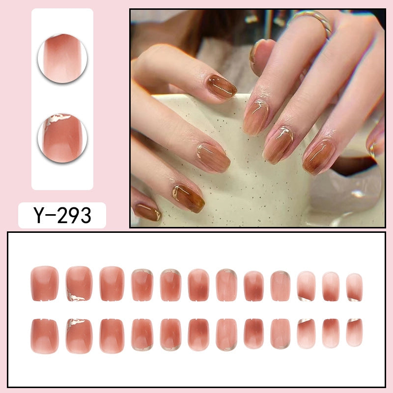 Sweet Color Block Heart Shape ABS Press-on Nails 1 Set