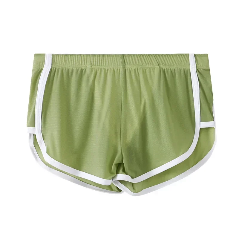 Aonga Men Ice Silk Mesh Aro Pants Penis Pouch Loose Trunks Boxer Shorts Breathable Seamless Slip Homme Underwear aonga