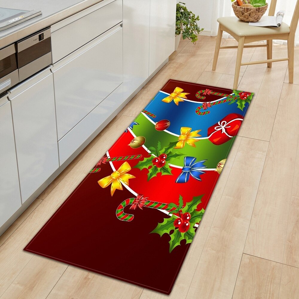 Kitchen Carpet Entrance Doormat Home Mat For Floor Merry Christmas Bedroom Tatami Dcorative Carpet Bath Anti-Slip Hallway Rugs