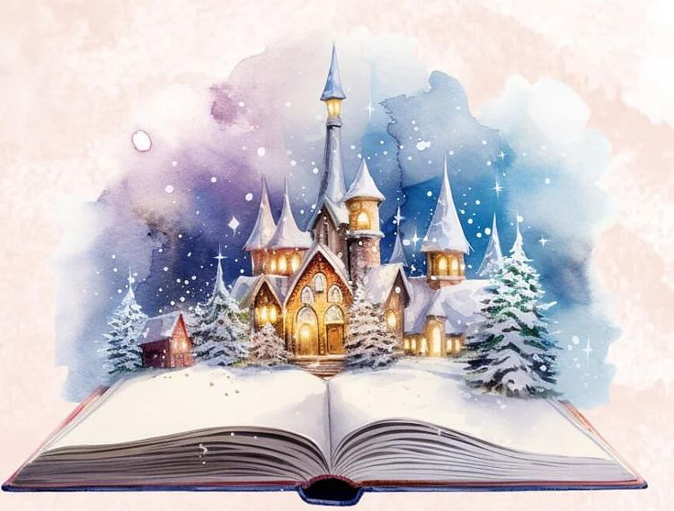 Full Round Drill Diamond Painting -Magic Book Christmas Winter Landscape -40*40cm