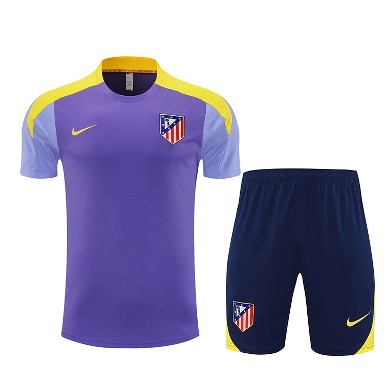 25/26 Atletico Madrid purple short-sleeved training suit adult set