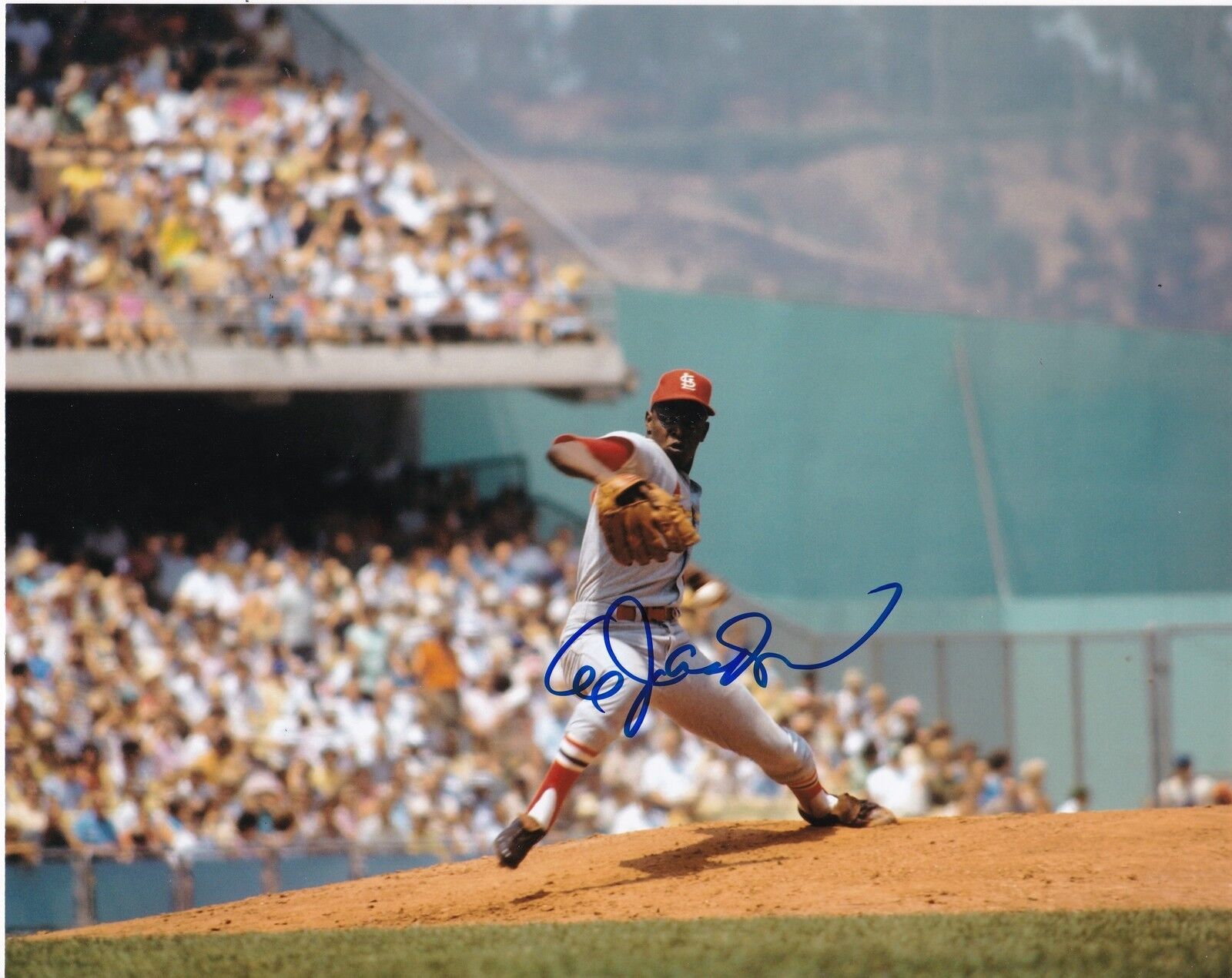 AL JACKSON ST. LOUIS CARDINALS ACTION SIGNED 8x10