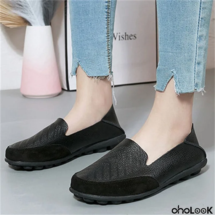 Women's Soft Sole Slip On Leather Flat Loafer Shoes for Walking