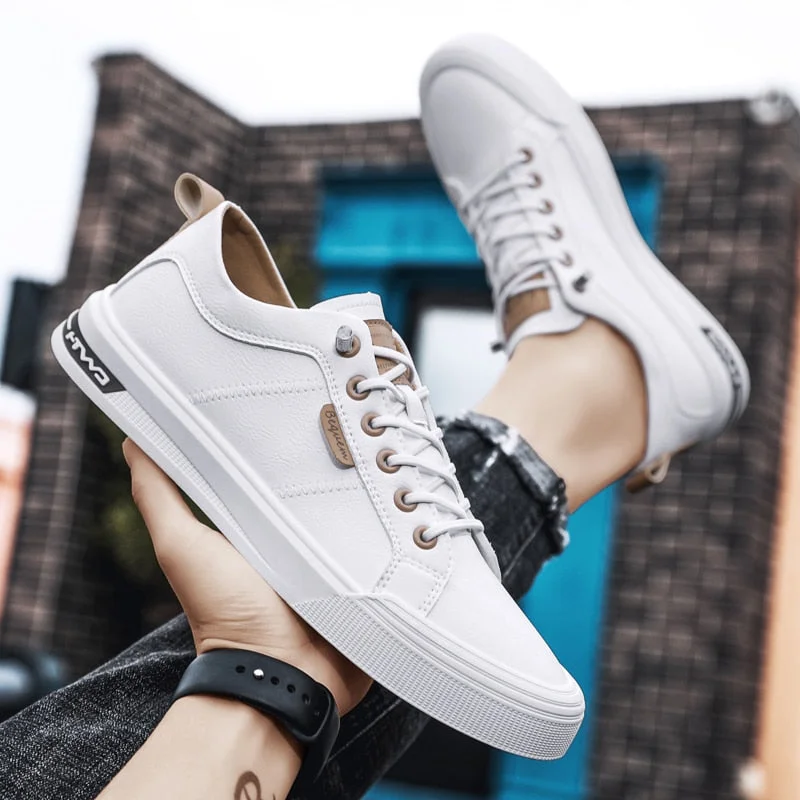 Vstacam Men's Casual Shoes Lightweight Breathable Men Shoes Flat Men Sneakers White Business Travel