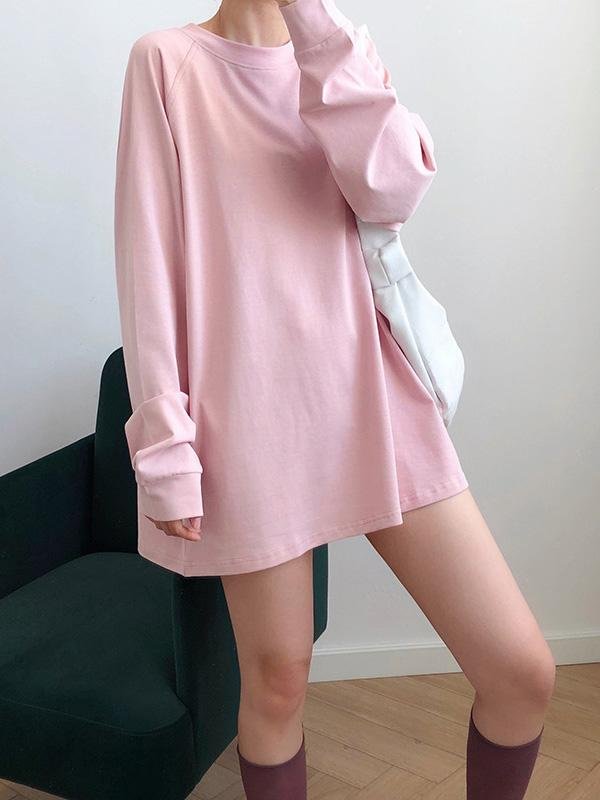 Loose Casual Solid Color Sweatshirt