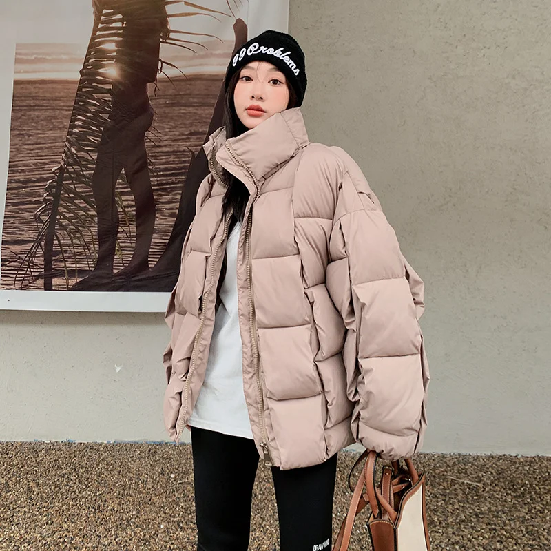 Woherb 2023 New Oversize Cotton Clothing Female Winter Korean Loose Small Cotton-Padded Jacket Cotton-Padded Jacket Coat Bread Clothing-Outfit Ideas