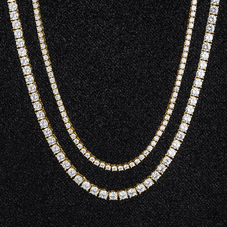 5mm+3mm Tennis Chain Set in 14K Gold