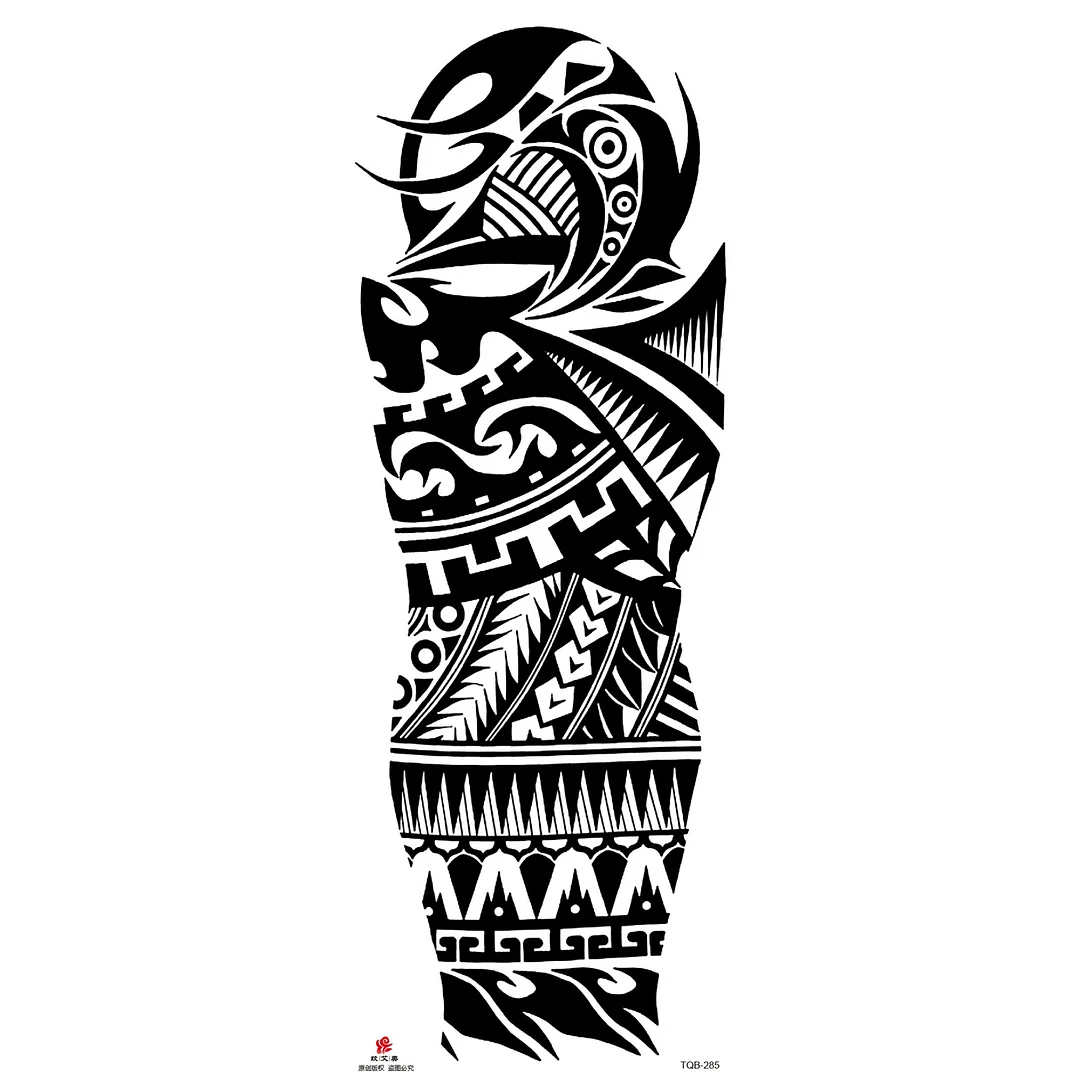 Sdrawing Arm Temporary Tattoo Wolf Lion Fish Horns Geometric Man Body Leg Rose Flower Phoenix Waterproof Sticker Cool Women Tatoo