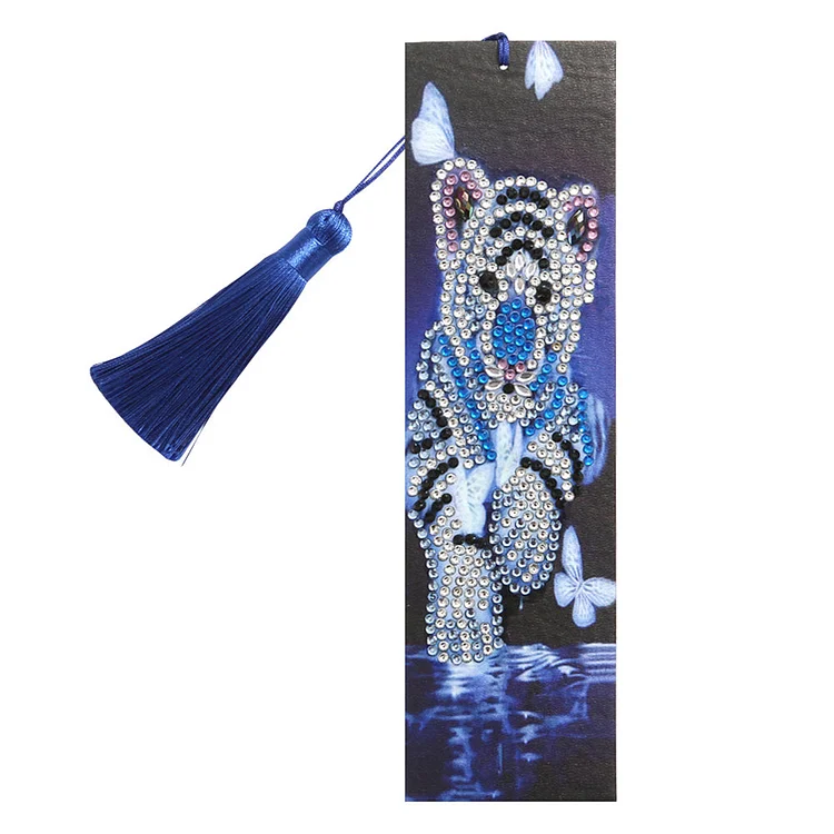 DIY Special Shape Diamond Painting Leather Bookmark Tiger Tassel Book Logo gbfke