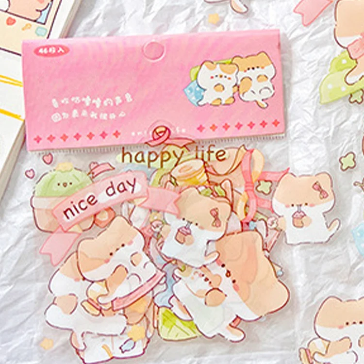 46 Pcs Aesthetic Journaling Scrapbook Stickers for Boys Girls (Cat Best Friend)