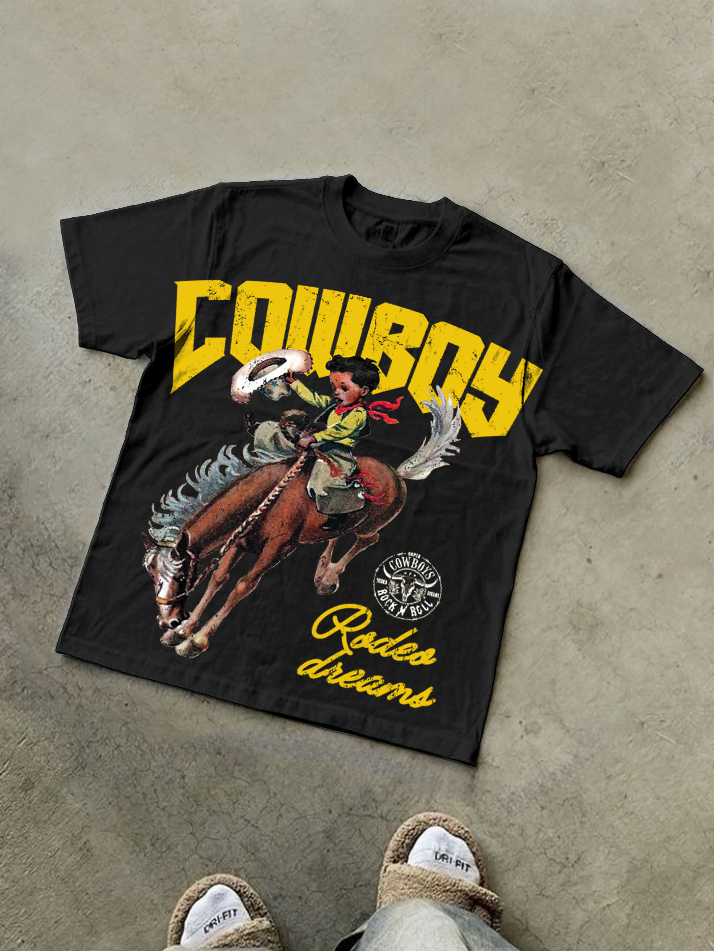 Cowboy Rodeo Dreams Print Cotton T-shirt