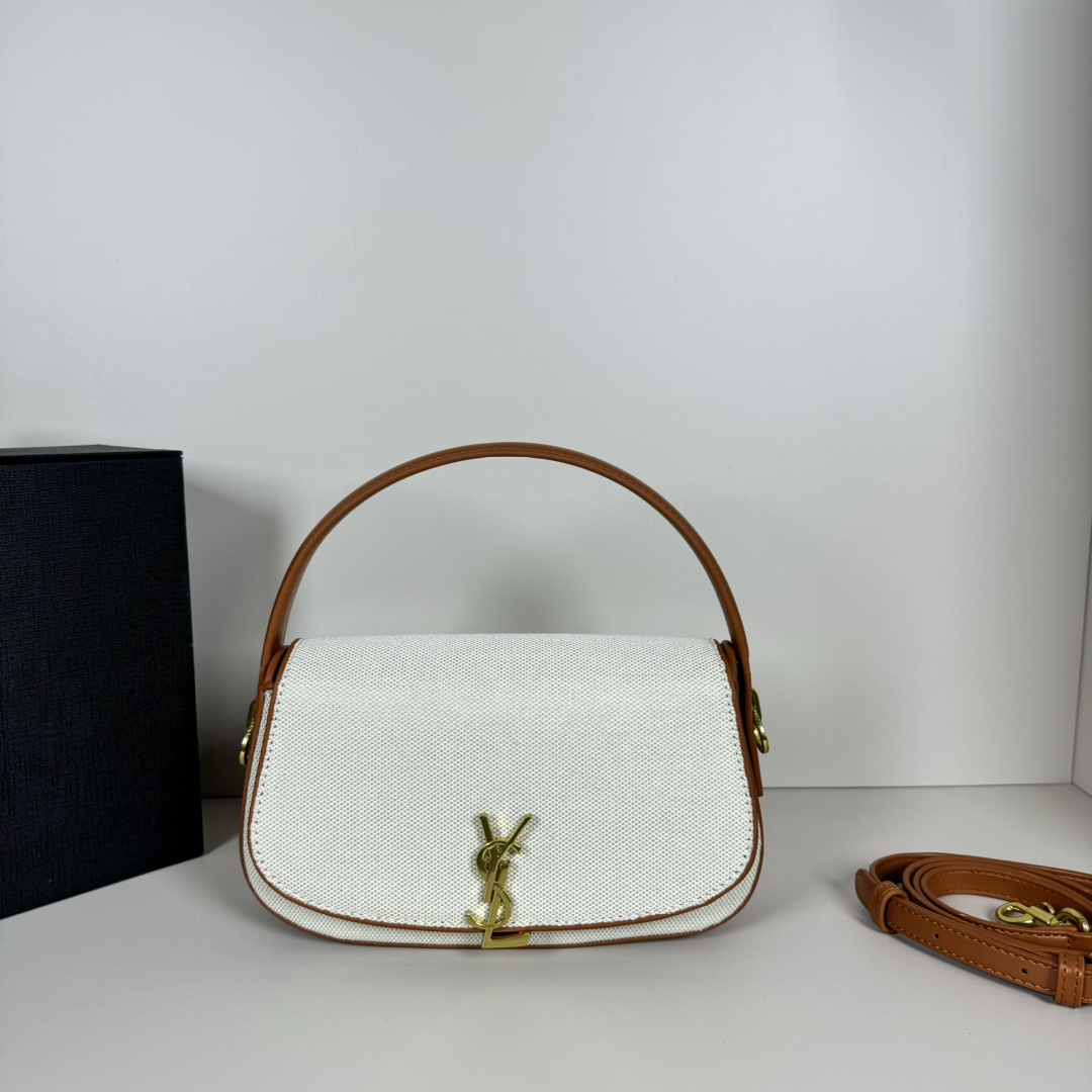 YSL Top Handle Bag - Hkaki and White  Clashing