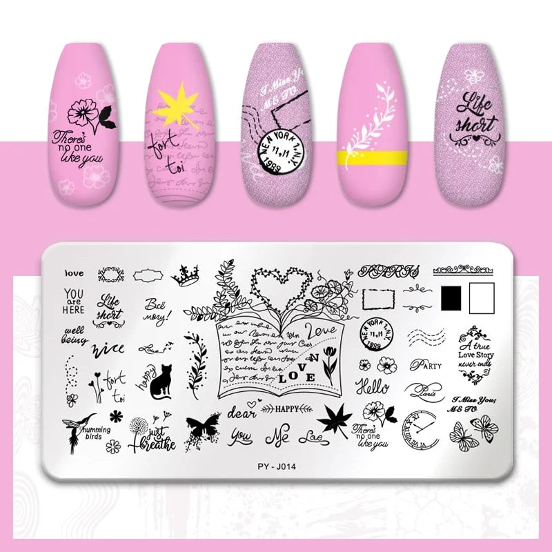 PICT YOU Flower Nail Stamping Plates Line Pictures Nail Art Plate Stamp Template Marble Leaves Image Printing Plates Nail Tools-Nail Inspo