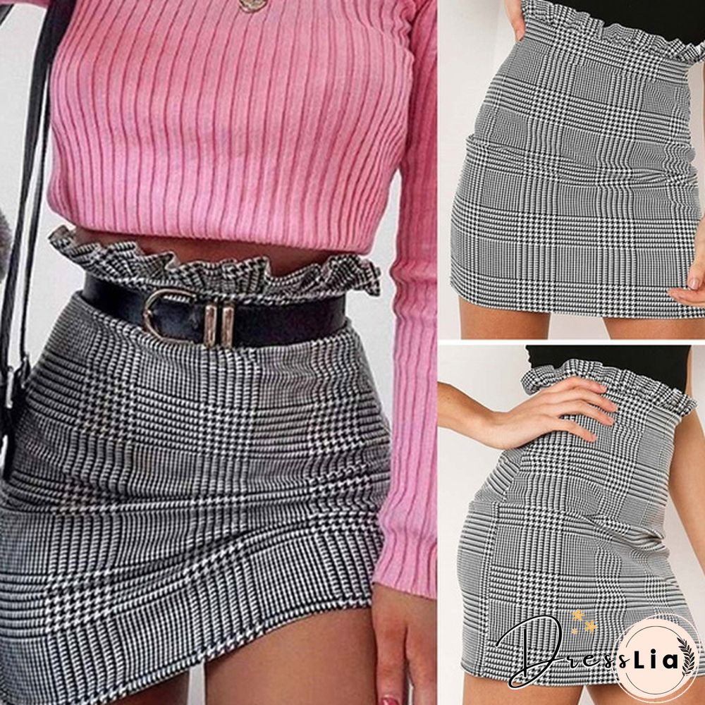 Summer Women Fashion Skirt Plaid Skirt