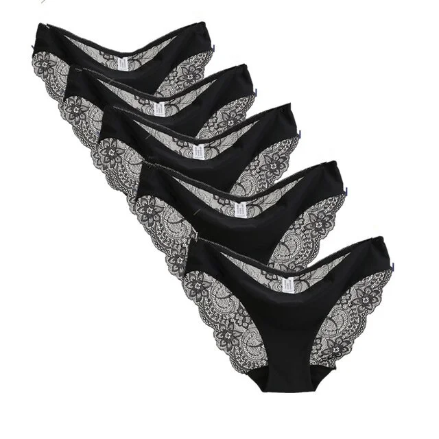 Billionm S-XXL 5 Size Women Sexy Underwear Transparent Hollow Women's Lace Panties Seamless Panty Briefs Intimates