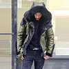 Men's Thick Leather Motorcycle Fur Hood Jacket Coat