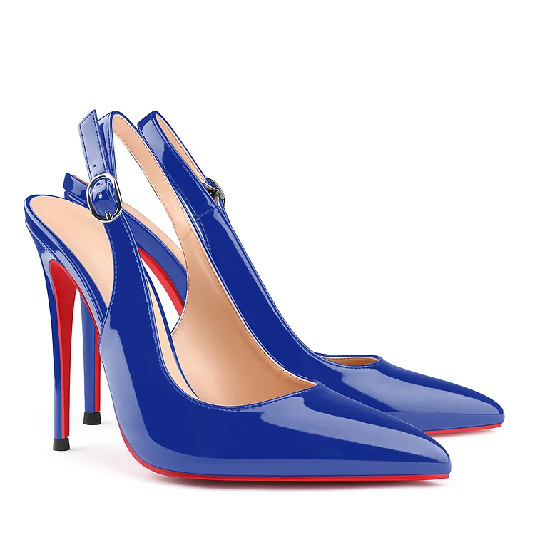 120mm Women's Pointed Toe Slingback Heels Red Bottoms Pumps Dress Shoes VOCOSI VOCOSI