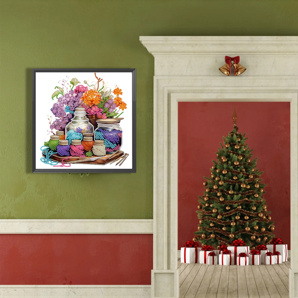 Diamond Painting - Partial Special Shaped Drill - Flower Sewing Machine(Canvas|30*30cm)