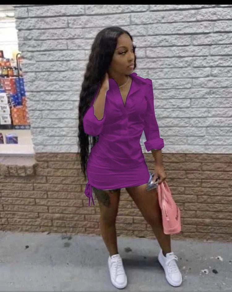 Uveng Glamorous Temperament Commute Women's Shirt Deep Dress