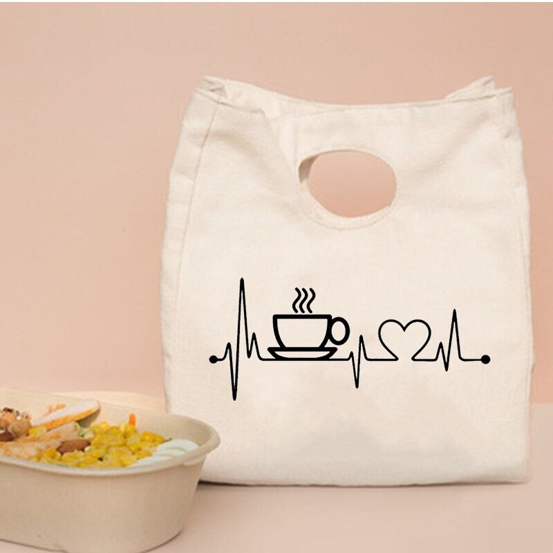 Lifeline Print Fresh Cooler Bags Canvas Portable Thermal Lunch Bags for Women Convenient Lunch Box Tote Dinner Food Bento Pouch