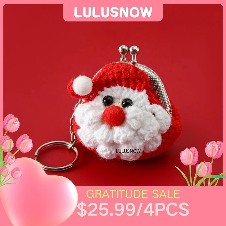Lulusnow Handmade  Merry Chrismas Love Gift  Crochet Coin Purse Keychain Bag Pendant Gift for Her/Friend/Kids/Christmas