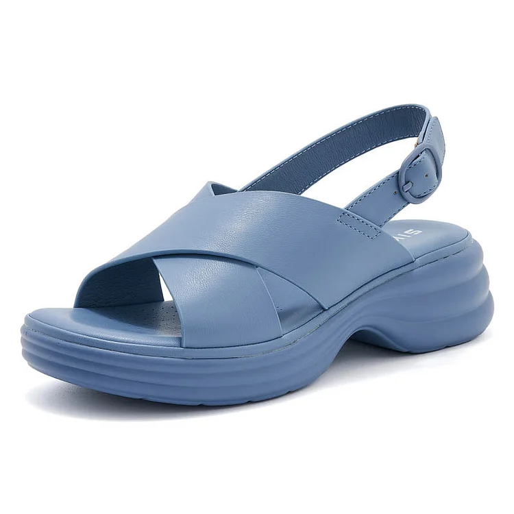 Wedge Sandals Leather Platforms X-Strap Sandals 1688 Stunahome.com