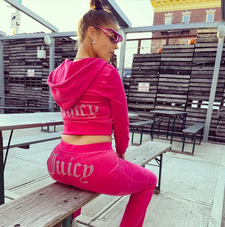 PASUXI Women's Casual Sports Suit Solid Color Letter Hot Diamond Sportswear Long-Sleeved Hooded Sweatshirt Loose Trousers Two-Piece Suit huanwei