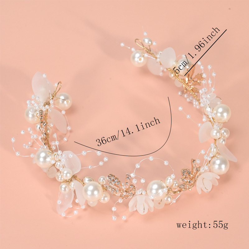 Enchanted Blossom Bridal Headband - Handcrafted Pearl Flower Tiara