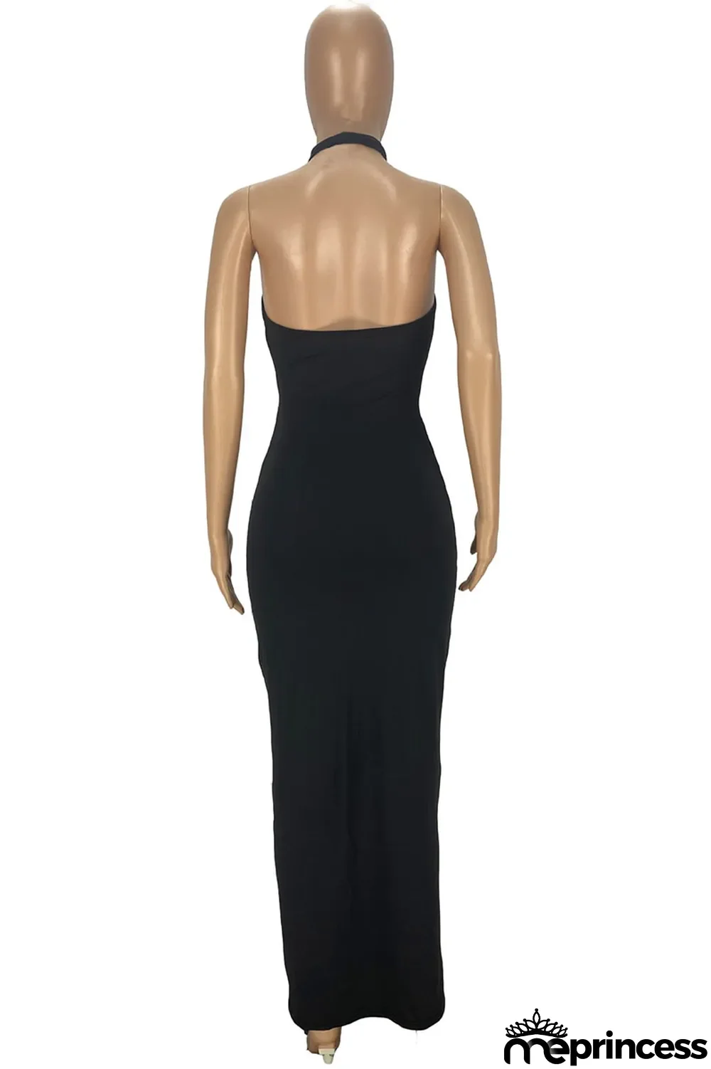 Sky Blue Fashion Sexy Solid Bandage Hollowed Out Backless Halter Sleeveless Dress Dresses