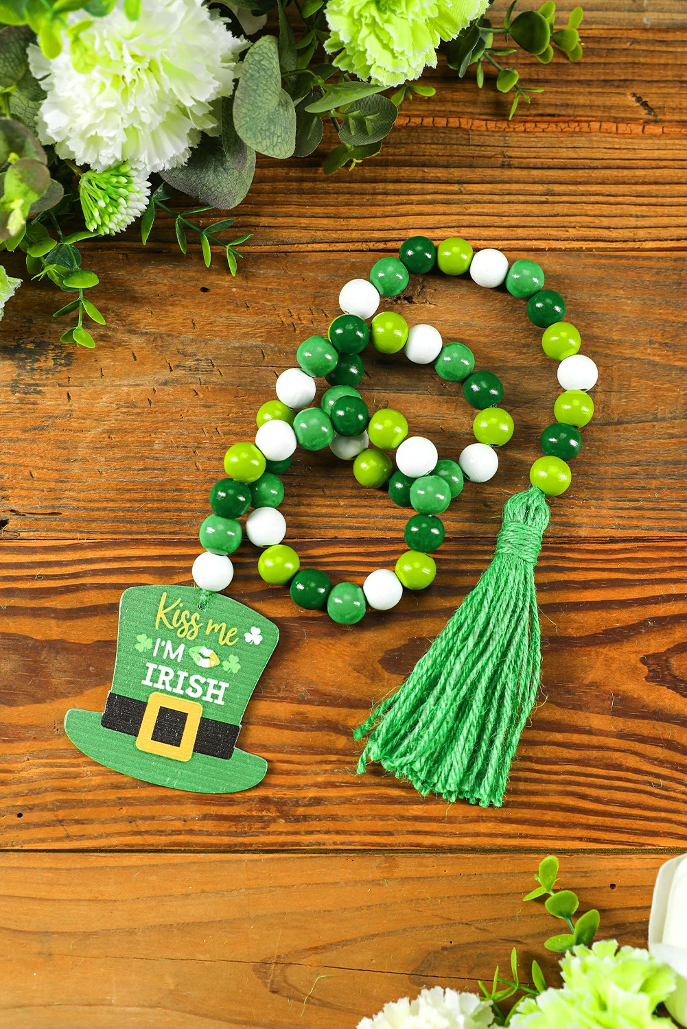 Green Irish St. Patricks Day Twine Tassel Bead Chain | IFYHOME
