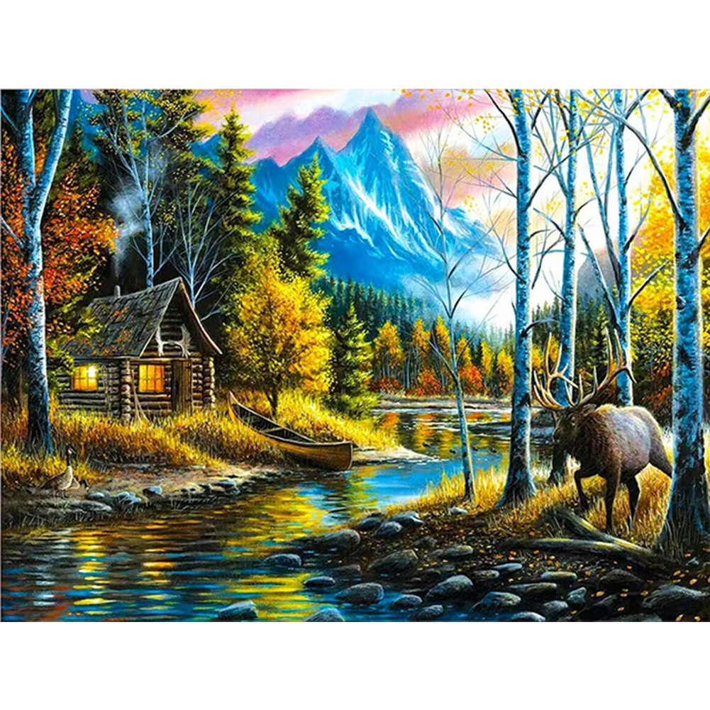 Forest 40*30CM (Canvas) Full Round Drill Diamond Painting gbfke