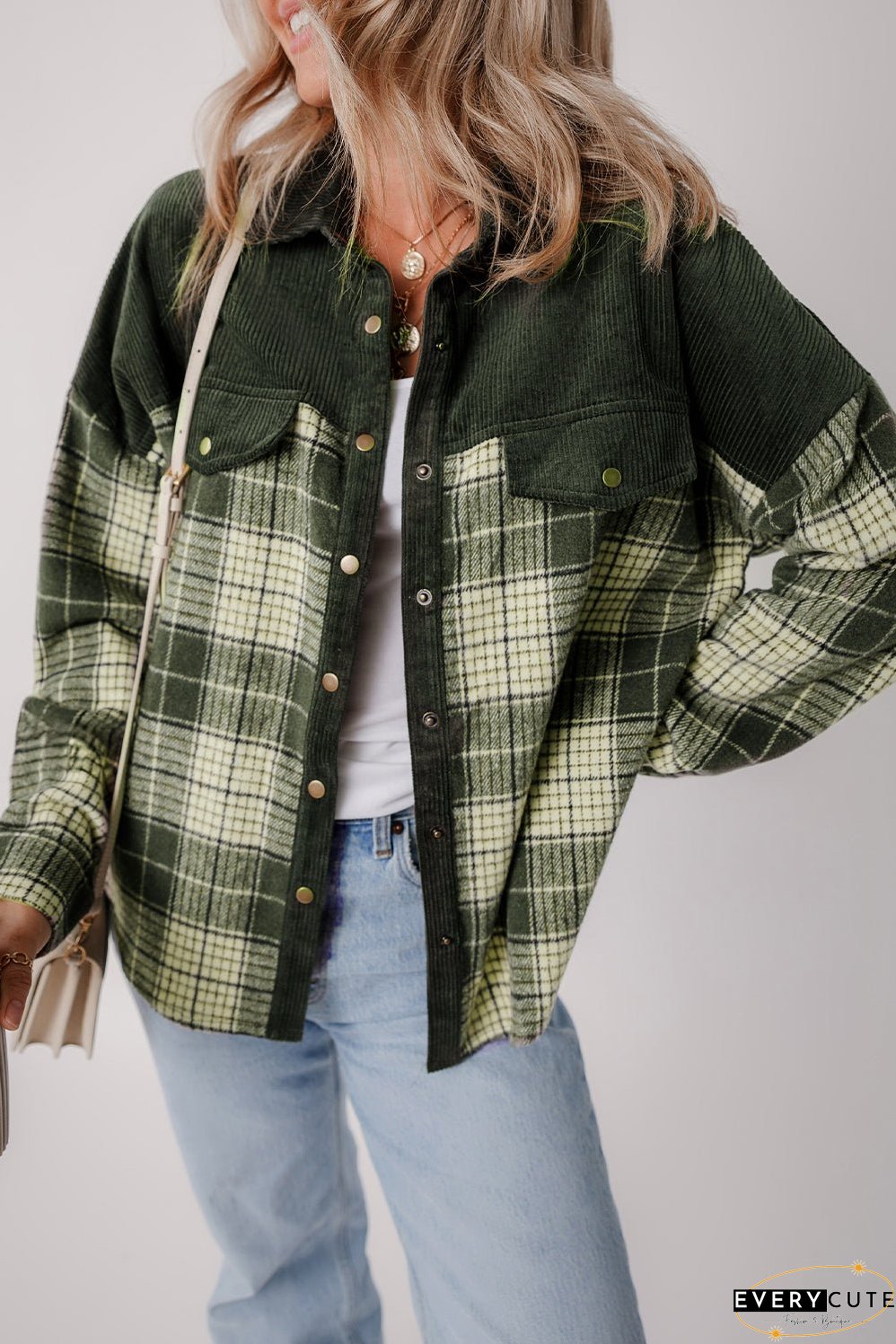 Comfortable Plaid Corduroy Jacket