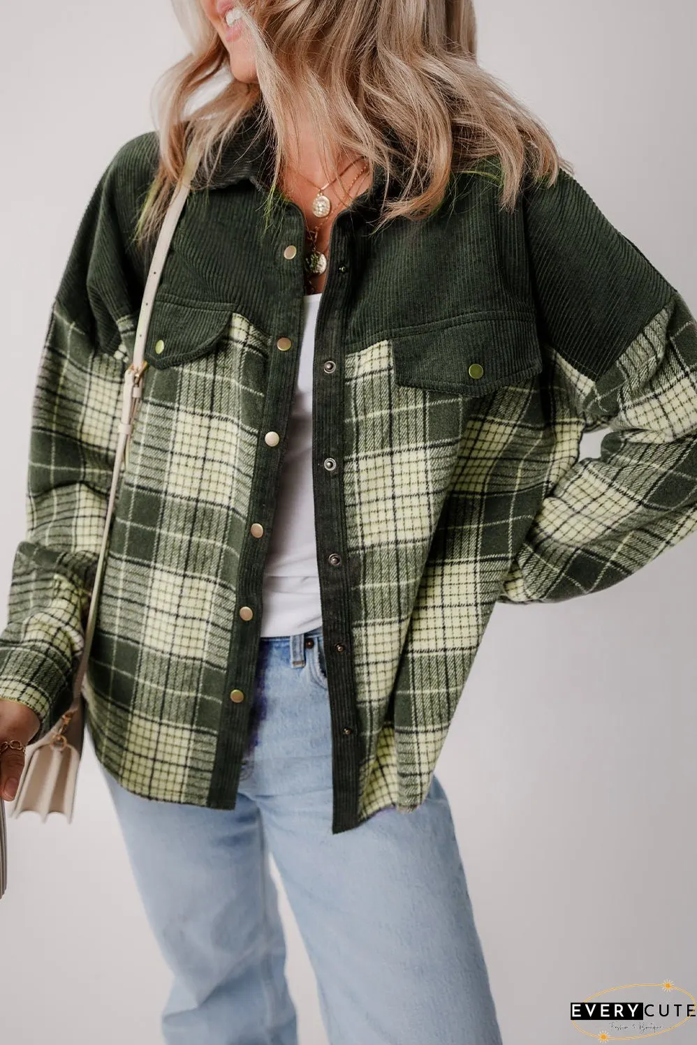 Comfortable Plaid Corduroy Jacket