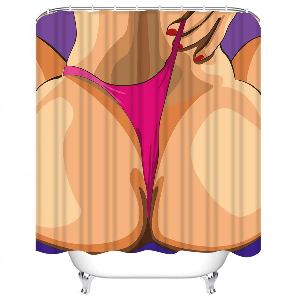 Sexy Girl Shower Curtain Purple Skateboard Shower Curtain Waterproof Fabric For Bathroom Decor Shower Curtains Set With Hooks