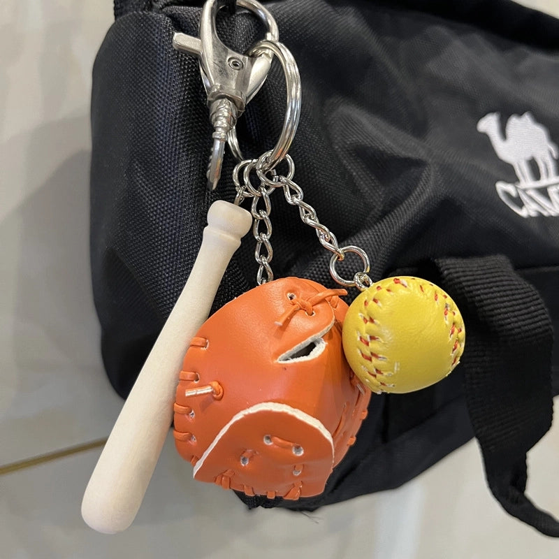 Fashion Baseball Pu Leather Unisex Bag Pendant Keychain