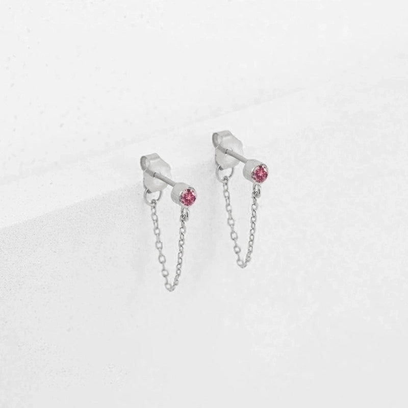 1 Pair Minimalist Geometric Inlay Stainless Steel Rhinestones 14K Gold Plated Rose Gold Plated Drop Earrings