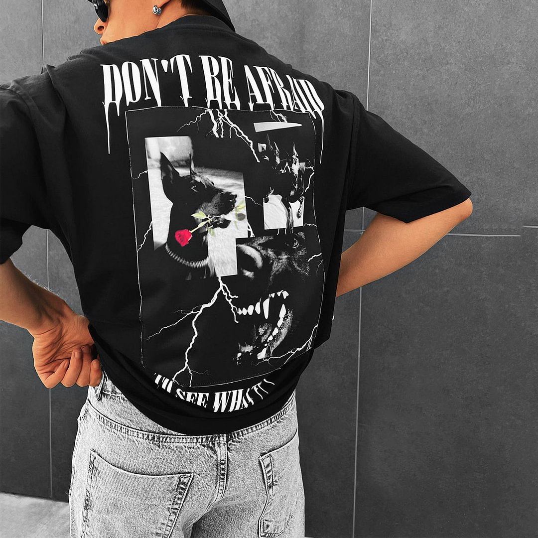 Men's Oversized "Don't Be Afraid To See What You See" Printed T-Shirt-Black