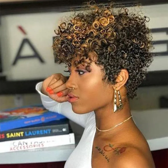 Gorgeous Short Kinky Curly Hair Wig for Black Women