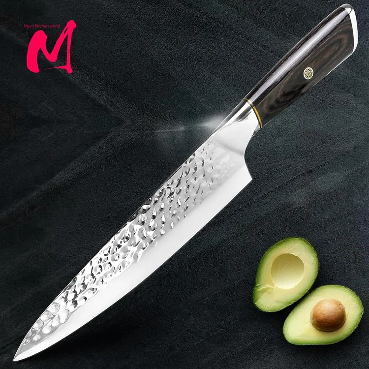 Kitchen Knife Chef Knife 8 Inch 7CR17 440C Forged German Stainless Steel Full Tang Ultra Sharp Tool Pakka Wood Handle