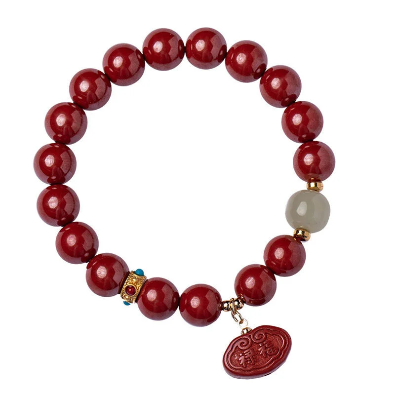 Cinnabar Jade Healing Protection Charm Bracelet