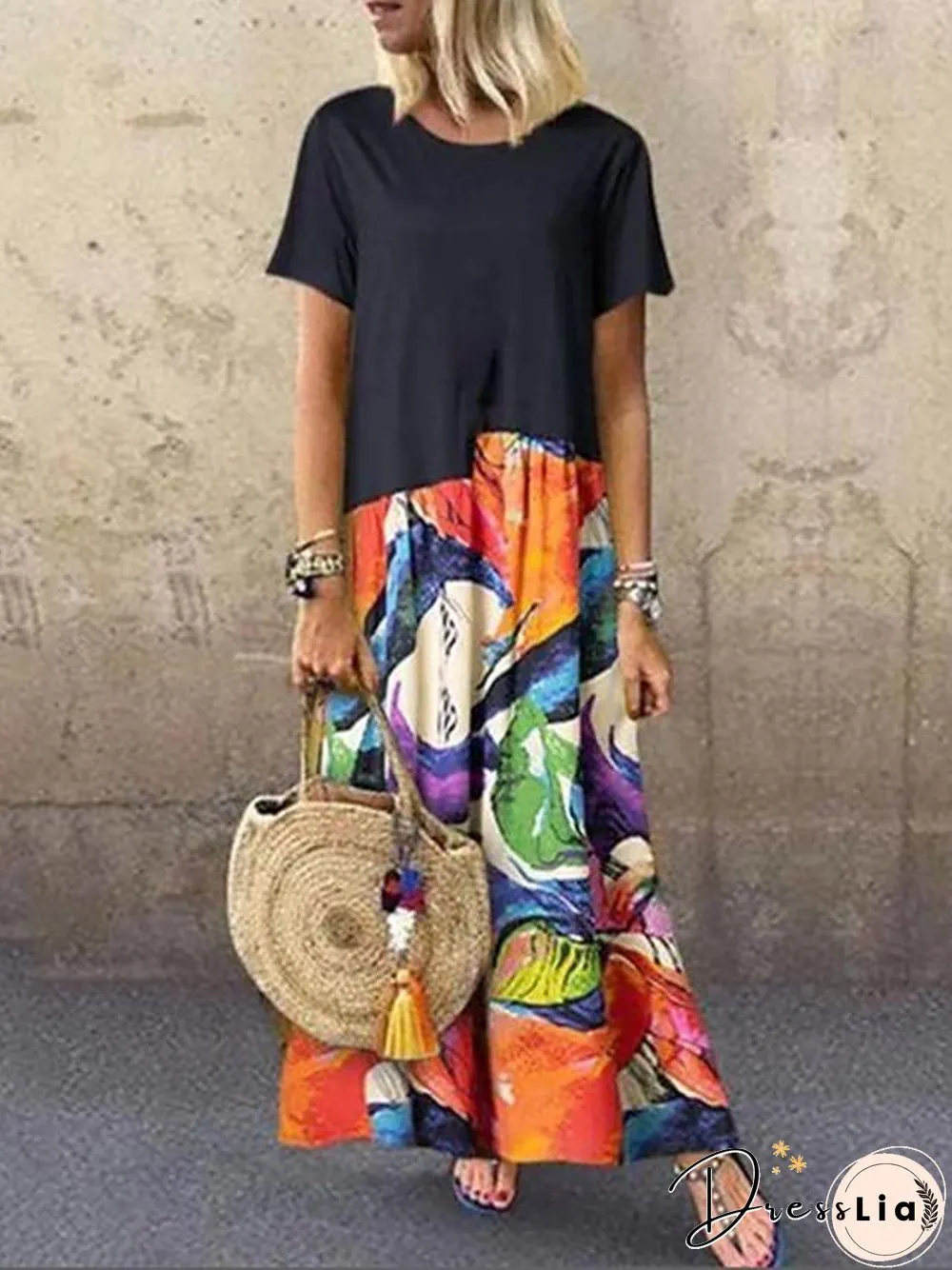 Womens Kaftan Dress Maxi Long Half Sleeve Print Summer Plus Size Hot Casual Holiday Loose