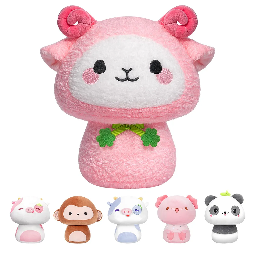 Mewaii Pink Sheep Plush Personalized Stuffed Animal Squishy Plush Pillow Toy Mushroom For Gift