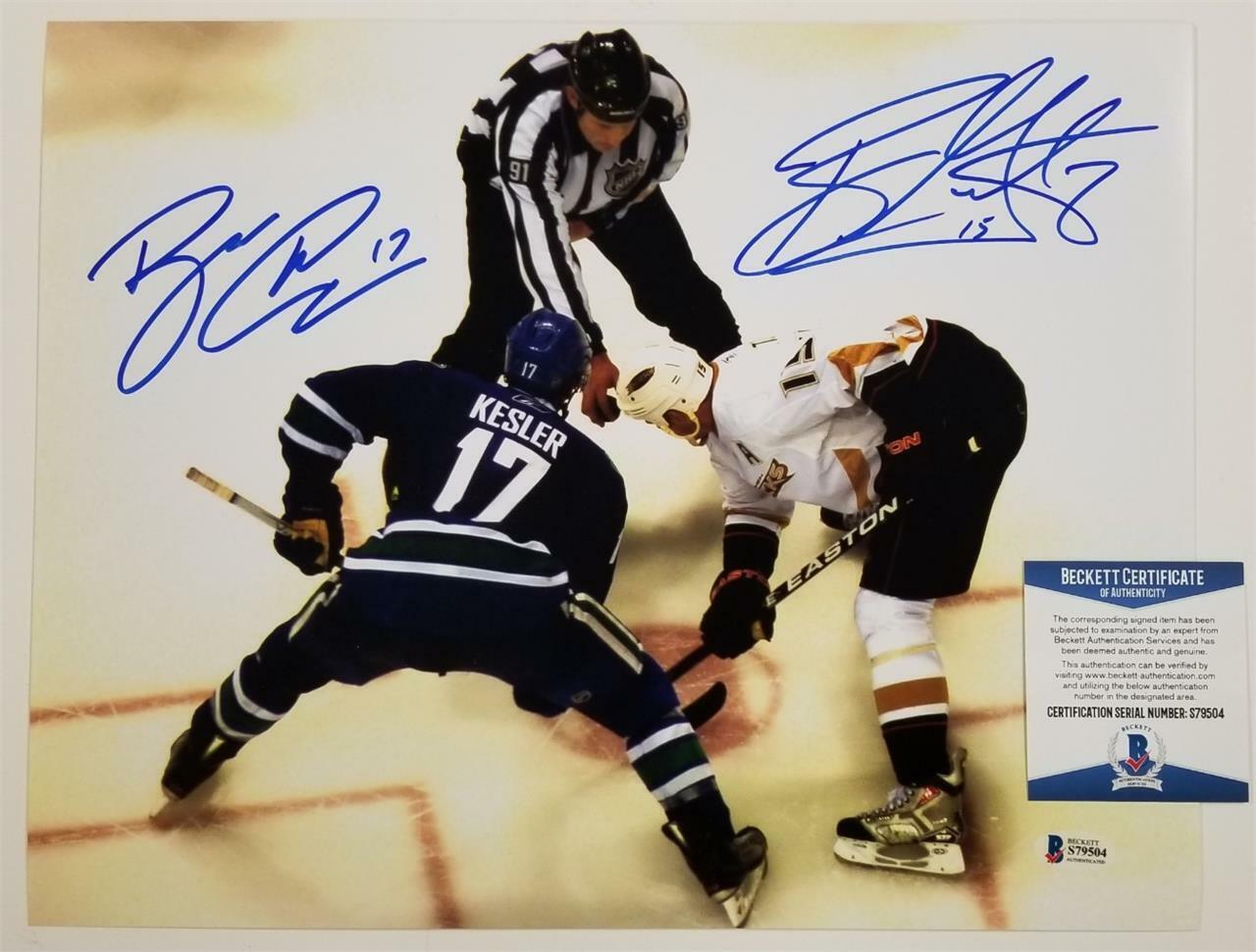 Ryan Getzlaf & Ryan Kesler Signed 11x14 Photo Poster painting Ducks Canucks ~ Beckett BAS COA