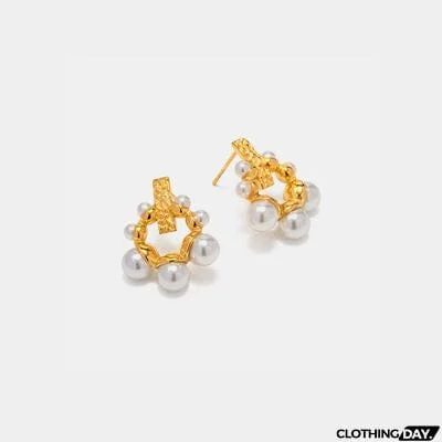 Irregular 18K Gold-Plated Pearl Earrings