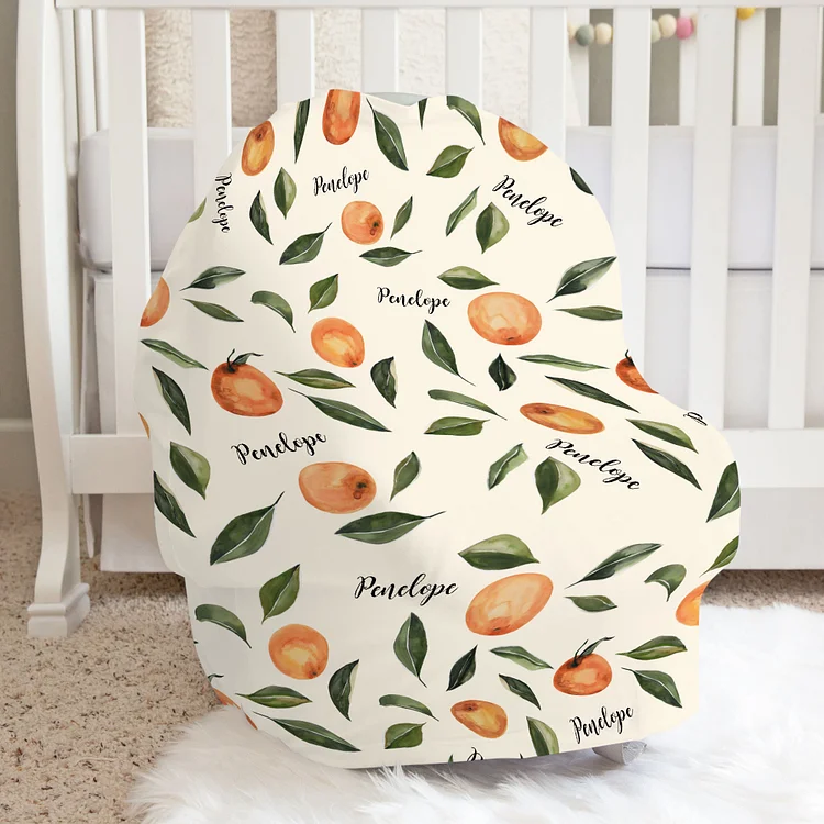 Personalized Baby Orange Car Seat Canopy| Canopyl84