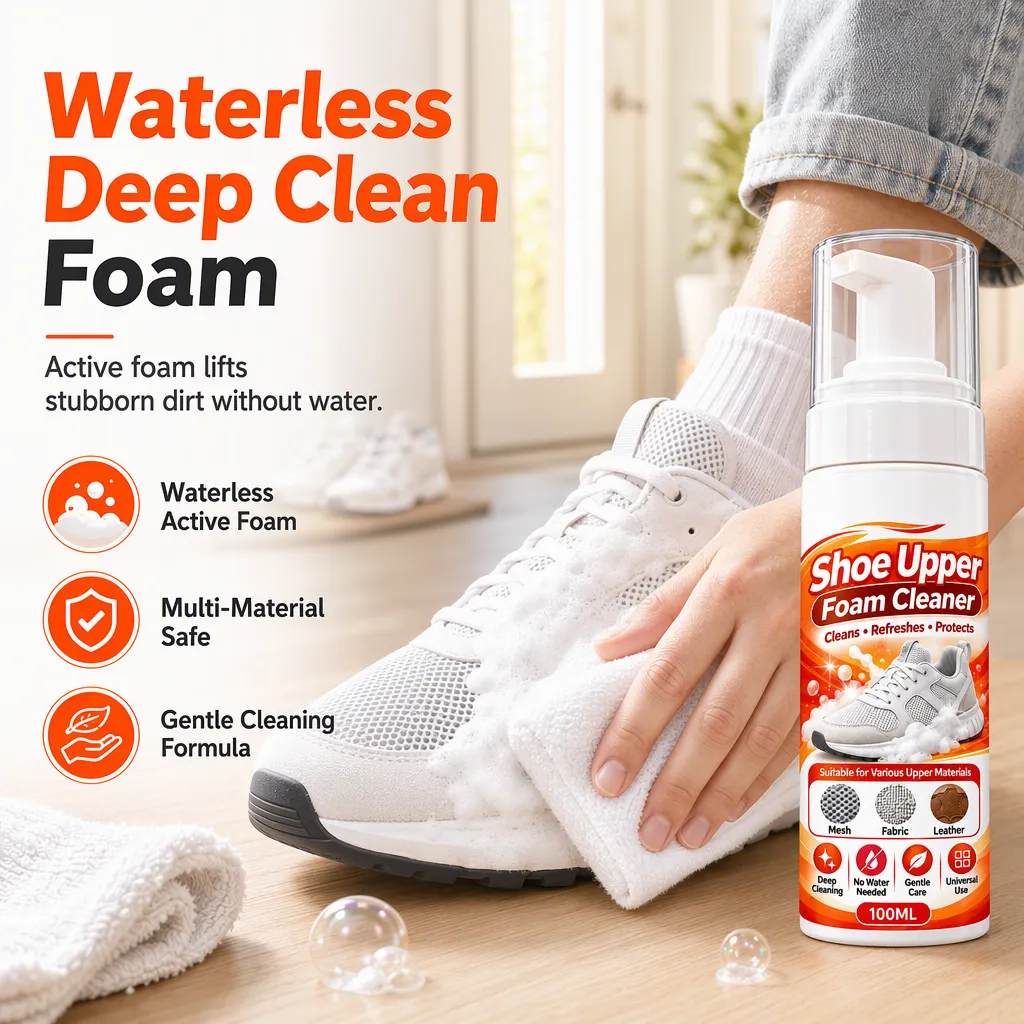Rinse-free shoe foam cleaner