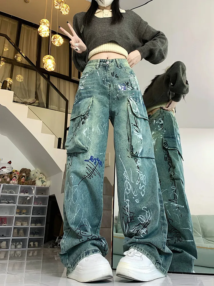 Graffiti Print Gothic Cargo Pant