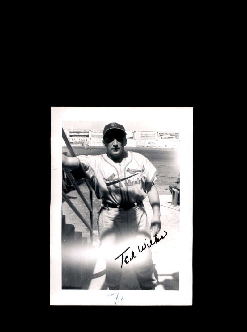 Ted Wilks JSA Coa Signed Vintage 4x5 1950`s St Louis Cardinals Original Photo Poster painting