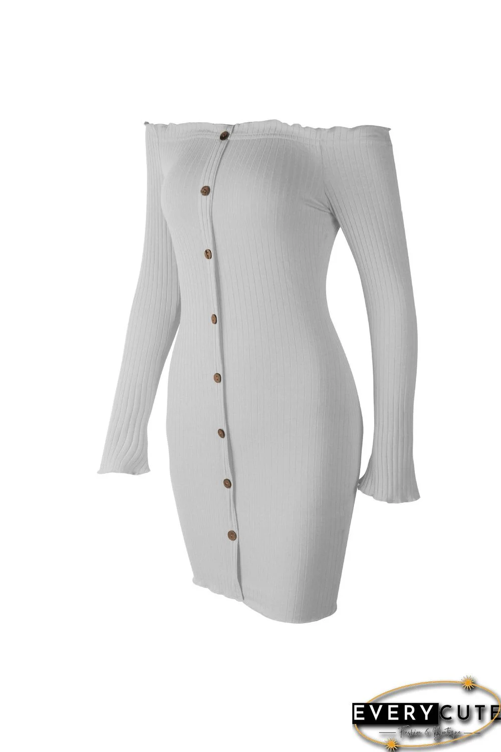 Off Shoulder Long Sleeve Bodycon Mini Dress